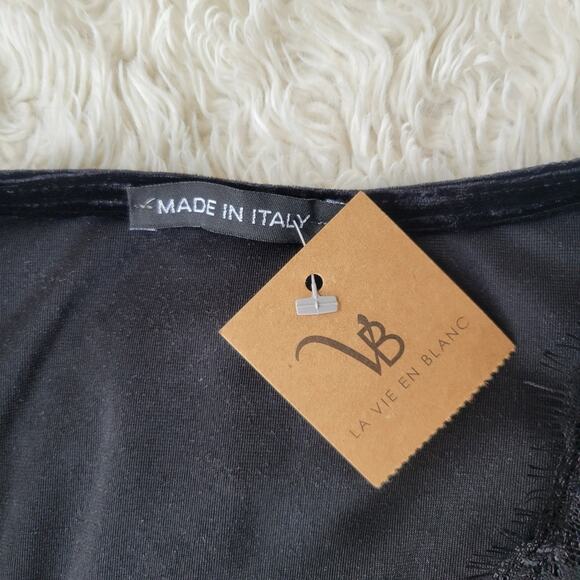 La Vie En Blanc Velvet Lace Dress Black Medium - Picture 9 of 9